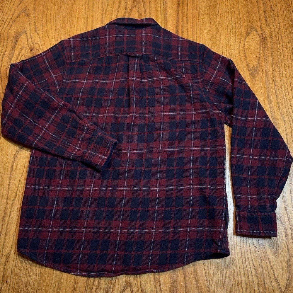 Orvis‎ Flannel Shirt Mens Medium Red Blue Buffalo Plaid Heavyweight Shacket - Picture 9 of 9